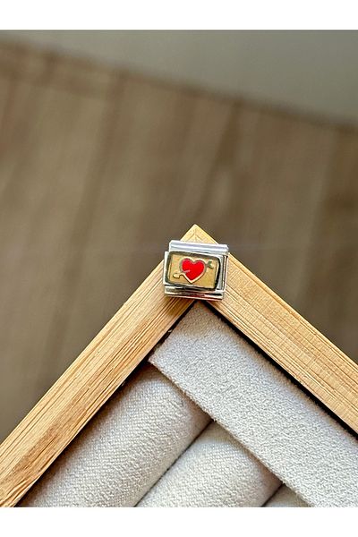 YOUES JEWELRY 9mm Stainless Steel Heart Arrow - Italian Charm Attachment Link, Red