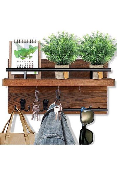 fulina Wall key holder with hook and wooden mail organizer for entrance hallway corridor office
