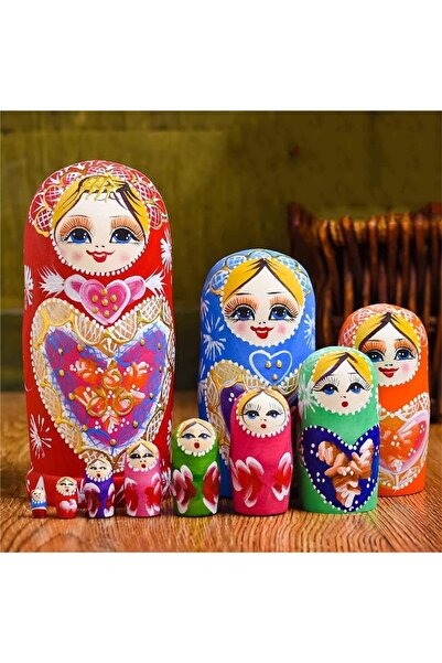 Wolawood Doğal Ahşap Matruşka Bebek El Yapımı El Boyaması Nostaljik Vintage D...