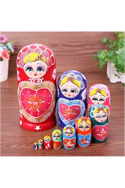 Wolawood Doğal Ahşap Matruşka Bebek El Yapımı El Boyaması Nostaljik Vintage D...