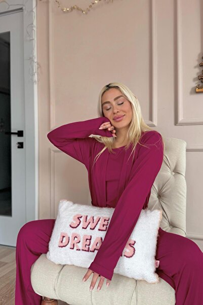 Pijamaevi Set de pijamale pentru femei Plum Dublin cu rochie de dimineață