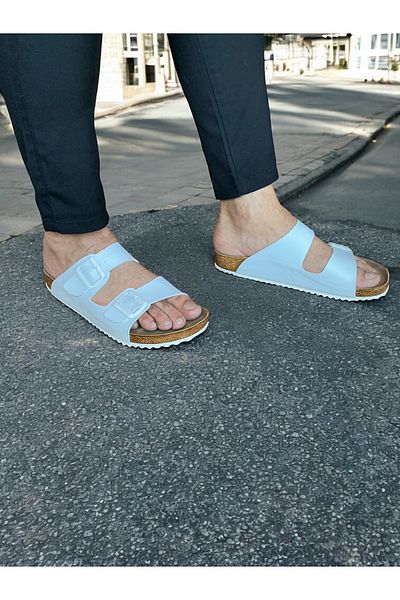 COMFORT OF PANTOFOLE CORK SOLE WHITE SLIPPERS