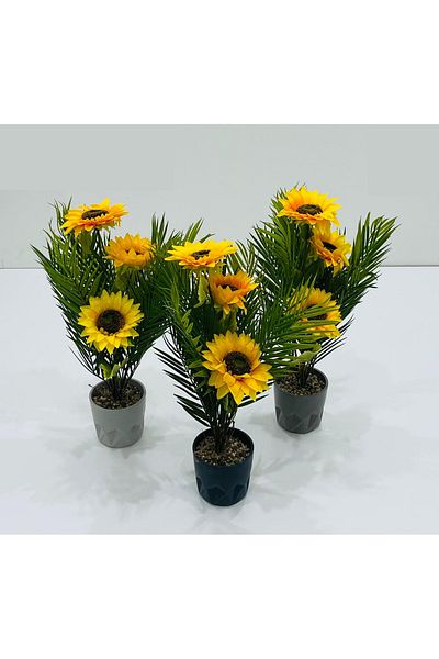 TrentonGCC Artificial Sunflower Plant in Decorative Pot – Set of 12