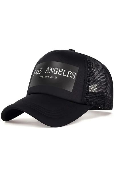 LEIVOR Los Angeles Printed Mesh Black Snapback Hat