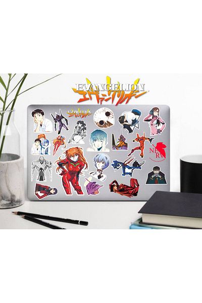 hediyenebak مجموعة ملصقات Neon Genesis Evangelion - ملصق للكمبيوتر المحمول والكمبيوتر اللوحي والكمبيوتر المحمول
