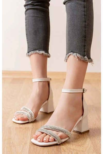 KCMN Pantofi cu toc pentru femei Mehtap Double Stripe Stone 5 cm TEN