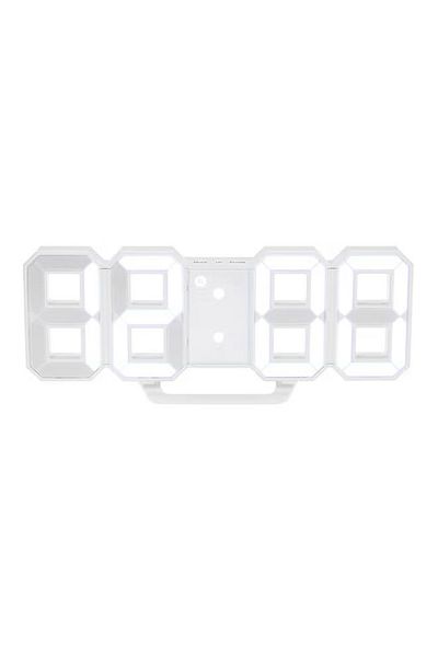 Allin Multifunctional Digital Wall Clock LED Light 12H/24H Time Display White Digital Clock