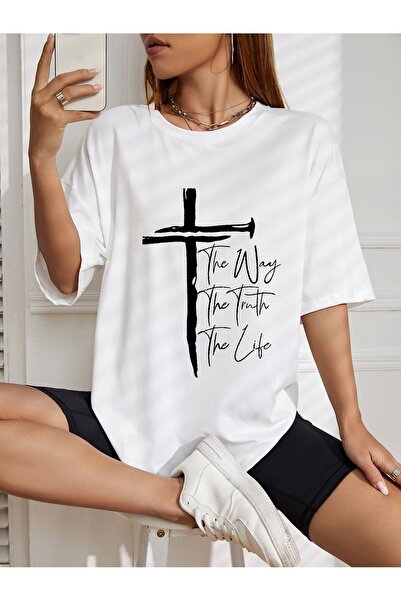 LOTS MODA Υπερμεγέθη μπλουζάκι με στάμπα The Way The Truth The Life