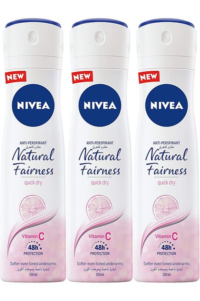 NIVEA بخاخ مضاد للتعرق من Natural Fairness للنساء 150 مل × 3