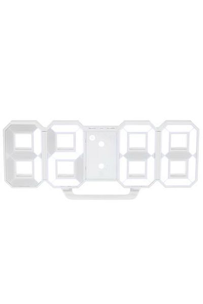 Allin Multifunctional Digital Wall Clock LED Light 12H/24H Time Display White Digital Clock