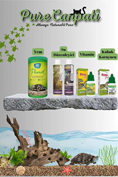 PureCanpati Kaplumbağa Tam Bakım ve Yem Seti(Vitamin,Kabuk Koruyucu,Su Düzenl...