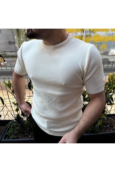 bafatex Πλεκτό T-Shirt Ανδρικό Πλεκτό με λαιμόκοψη