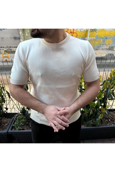 bafatex Πλεκτό T-Shirt Ανδρικό Πλεκτό με λαιμόκοψη