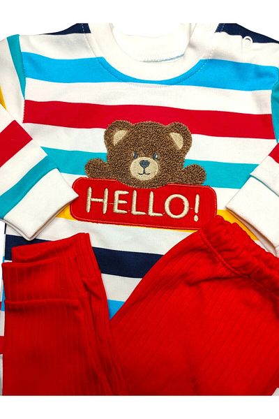PİNPON Striped Sunflower Cotton Combed Baby Set