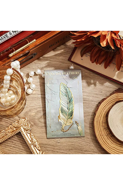 Fivy Metal Feather Figured Chain Detailed Bookends