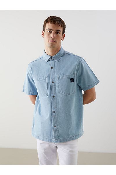 LC Waikiki Jeans Indigo Comfortable Fit Short Sleeve Men's Jean Shirt