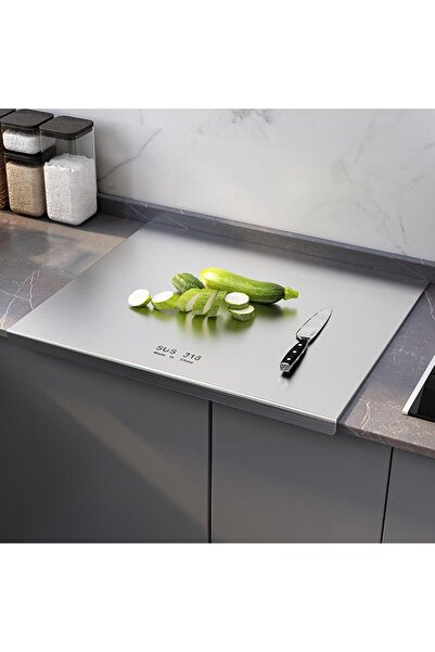 007 Stainless Steel Cutting Board, 5 cm Thick, L-shaped Pastry Board, 30 × 40 cm