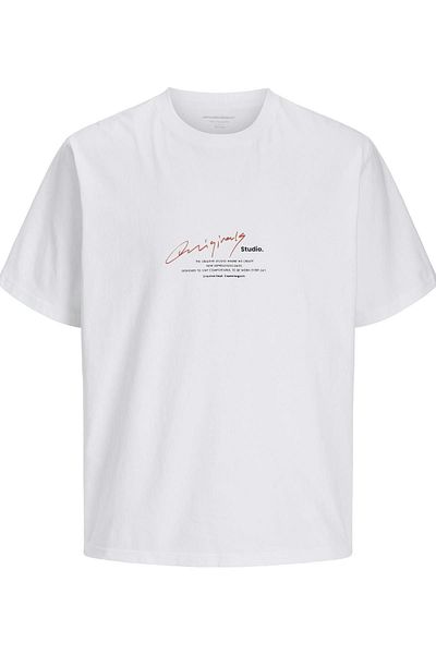 Jack & Jones Ανδρικό μπλουζάκι Jormanchester Script Tee Ss Crew Neck Λευκό 12273373