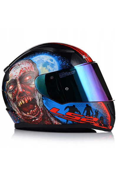 LS2 Rapıd 2 Zombıe Kapalı Motosiklet Kaskı Gökkuşağı Camlı