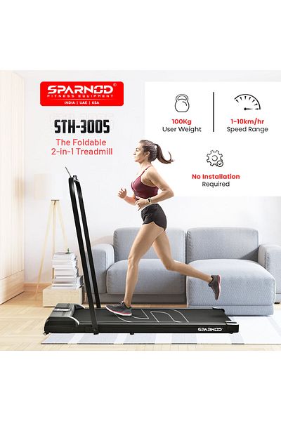 Sparnod Fitness Sth-3005 Walking Pad Foldable Treadmill For Home - No Installation Required | 1 Year Warranty