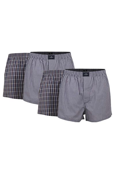 Tom Tailor Herren Boxershorts, 4er Pack - Web-Shorts, Baumwolle, Poplin, kariert