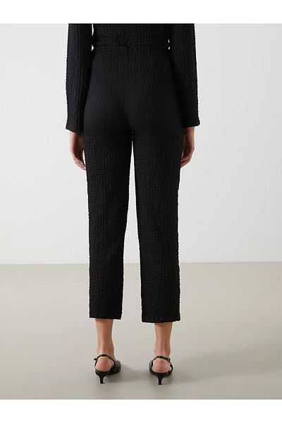 LC Waikiki Lcwaikiki Classic Black Women's Elastic Waist Textured Trousers