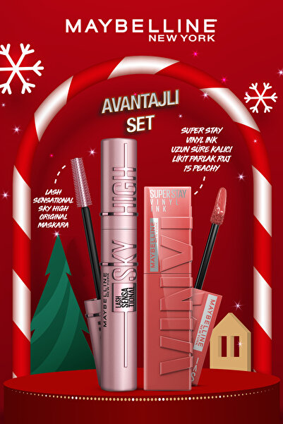 Maybelline New York Lash Sensational Sky High Maskara & Super Stay Vinyl Ink ...