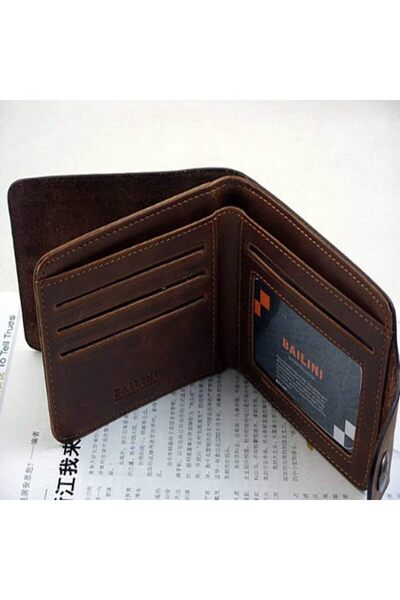 fulina Men's Leather Wallet, Multiple Dual Wallet ID Card Holder with seven card slots, brown, Classic