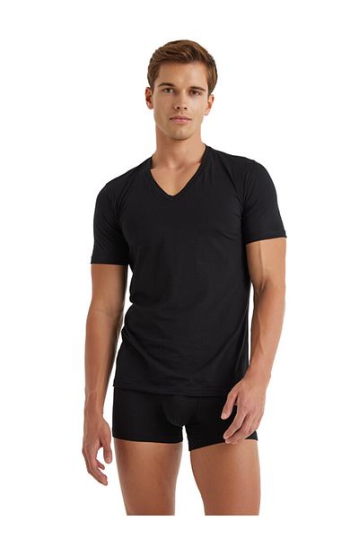 Blackspade Ανδρικό βαμβακερό με λαιμόκοψη V 9239 - Μαύρο εσώρουχο