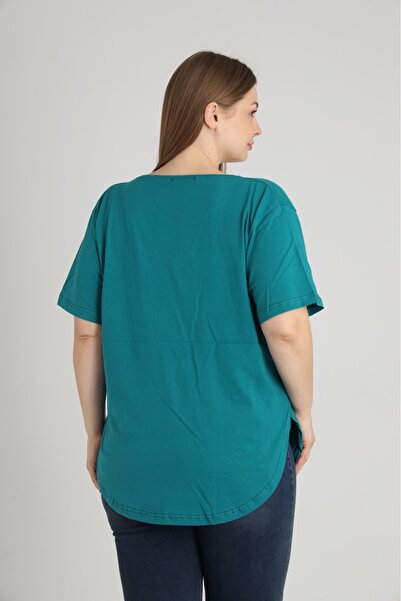 Orly More Tricou de damă cu decolteu în V, mărime mare, cu tăieturi și cusătu...