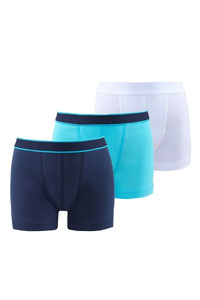 Blackspade Boy's Boxer 3 Pack 9395 - Navy Blue Aqua White