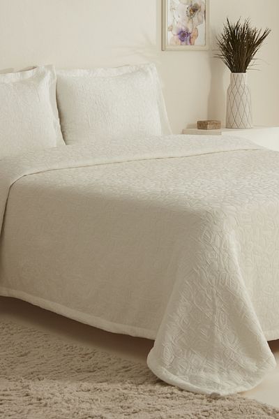 Karaca Home Chet Double Bedspread Set Ecru