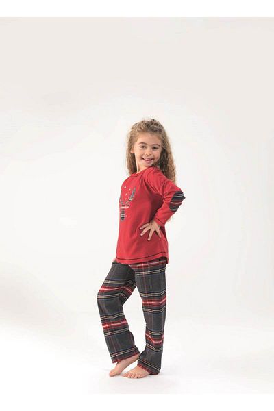 Blackspade Girl's Pajamas Set Season-Long Improvement with Red 6654