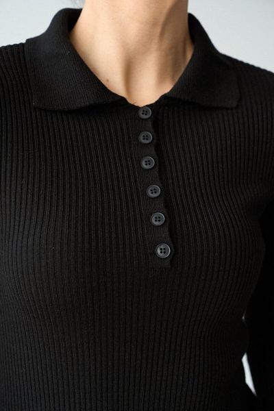 MODA Pulover Mra Fashion cu guler polo cu 6 nasturi - negru