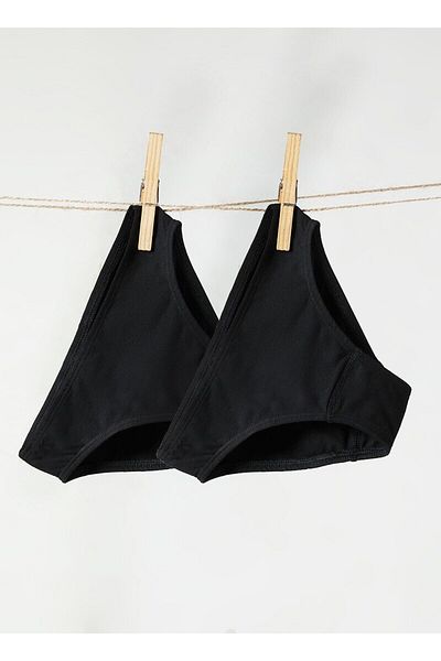 Blackspade Girl's Organic Panties 2 Pack 1195 - Black