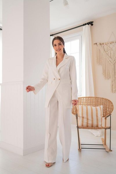 Modayakamoz Ecru Atlas Jacket and Pants Set