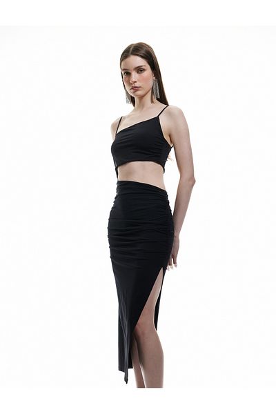 Koton Φόρεμα Midi Bodycon με λεπτές τιράντες και λεπτομέρεια στο πλαϊνό παράθυρο