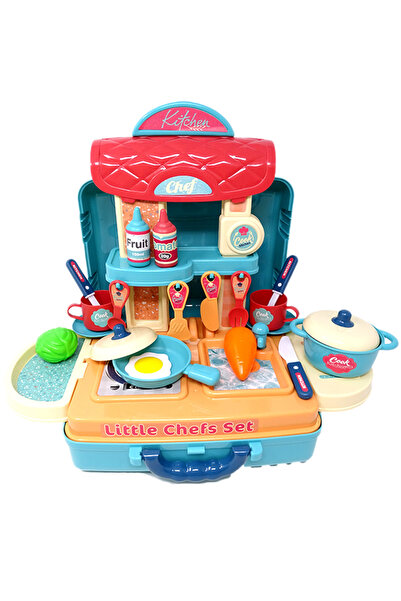 Salamandra Salamandra Kids Kitchen Set 3 in 1 Toy Suitcase with Accessories, Green