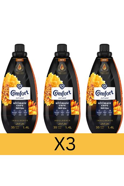 Comfort منعم الأقمشة Ultimate Care، عطر يدوم طويلاً، منعم للأقمشة، 1400 مل × 3