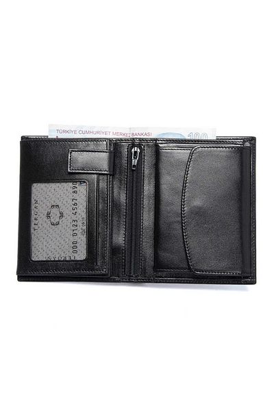 Tergan Black Genuine Leather Men's Wallet - S1Ce 00001247 -B06