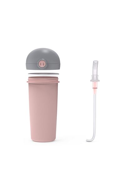 Nava Sticla de plastic cu pai Nava 380 ml roz