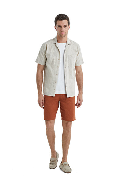 Blackspade Ανδρικό λινό πουκάμισο 40456 - Κρεμ