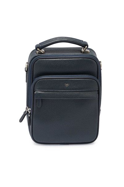 Tergan Navy Blue Genuine Leather Men's Crossbody Bag - S1Ac 00002923 -X86
