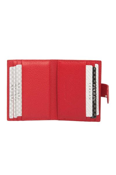 Tergan Red Genuine Leather Men's Credit Card Holder - S1Kk 00001617 -B68