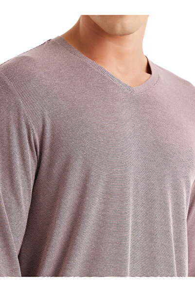 Blackspade Ανδρικό μπλουζάκι με στρογγυλή λαιμόκοψη ριγέ ροζ 40616