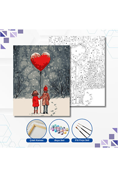 tuvval Sayılarla Boyama Set KALPLİ BALON 30x40 Cm