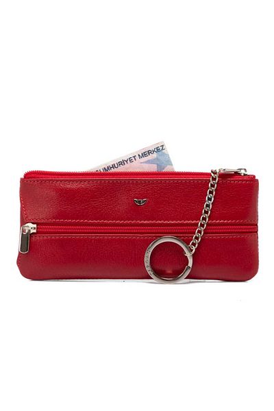 Tergan Red Genuine Leather Unisex Keychain - S1An 00000157 -C71