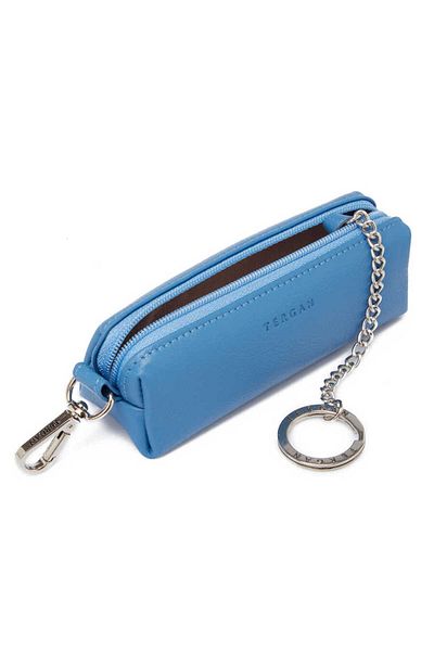 Tergan Blue Genuine Leather Unisex Keychain - S1An 00000217 -I92