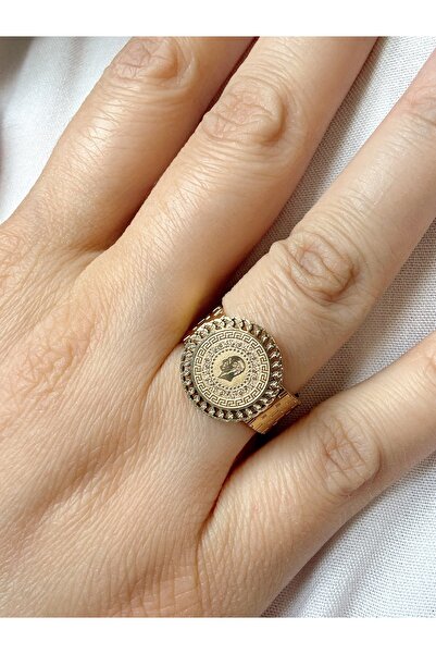 Gümüş sandık Çeyrek Altınlı Ayarlanabilir Çelik Yüzük