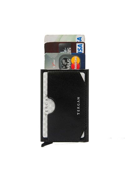 Tergan Black Genuine Leather Unisex Credit Card Holder - S1Kk 00000260 -B06